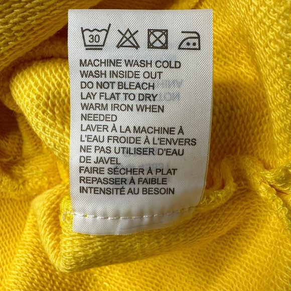 New Sandrine Rose Girl Gang Terry Knit Hoodie Sweatshirt Yellow Women Large NWT - Picture 9 of 10